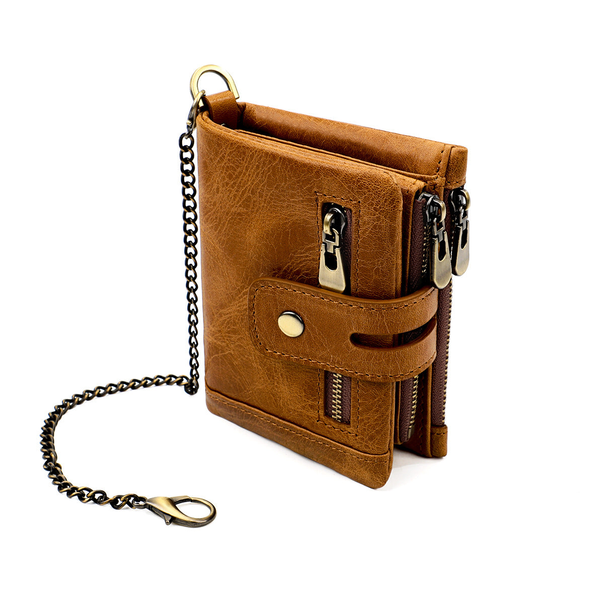 Women's & Men's & Leather Crazy Horse Zipper Retro Men's Wallets