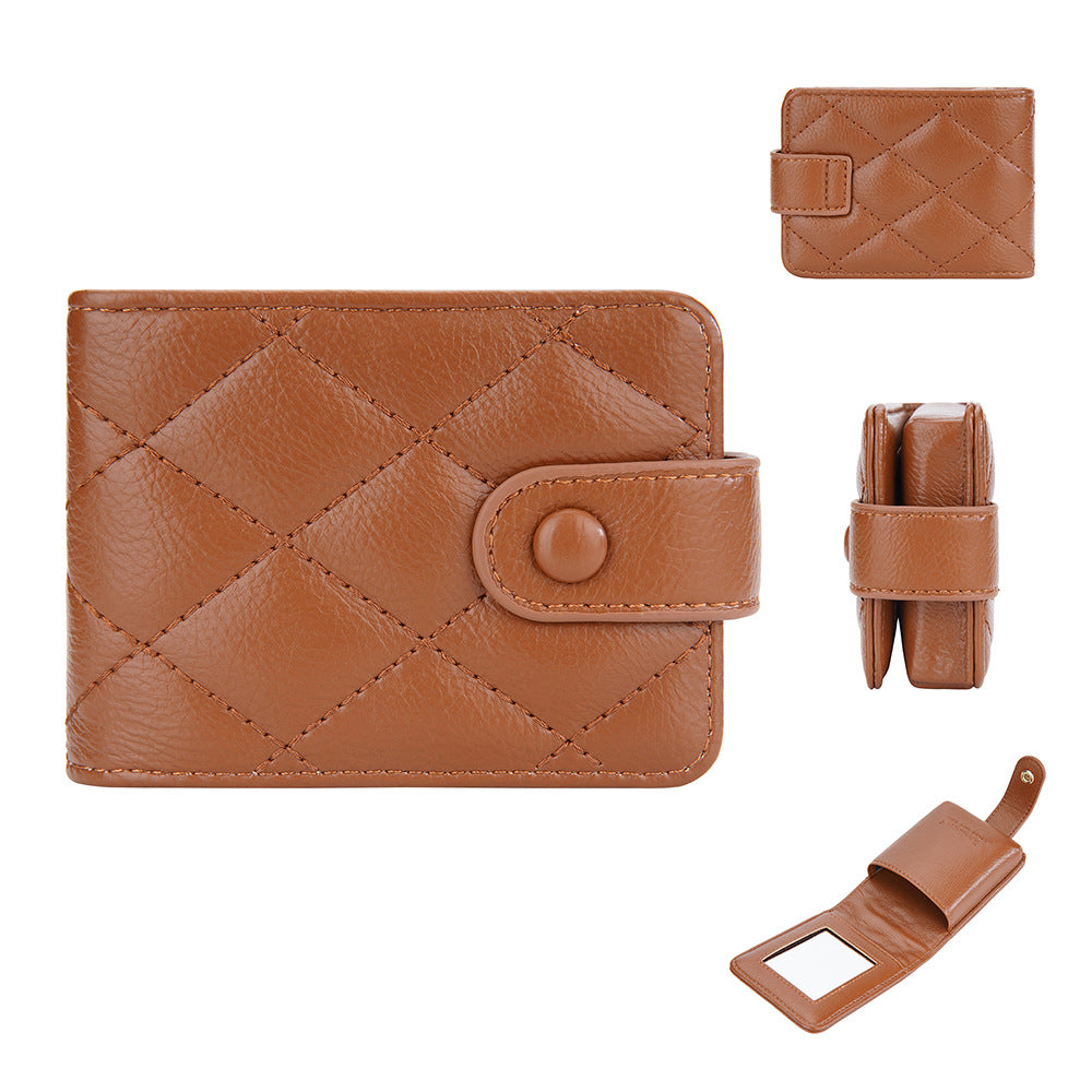 Women's Fashion Rhombus Quilted Compact With Lens Makeup Bag