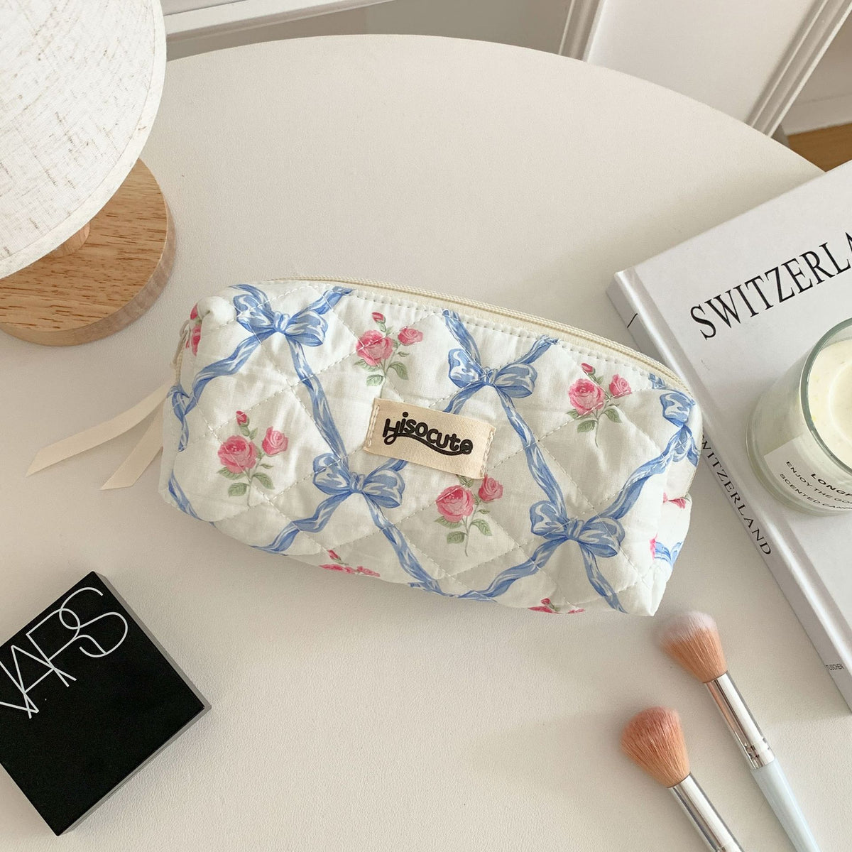 Good-looking Rose Portable Large Capacity Bow Skin Makeup Bag