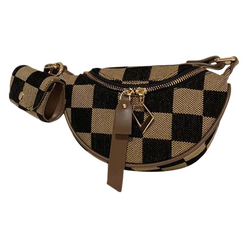 Women's Style Chessboard Plaid Fashion Retro Saddle Women's Messenger Bag