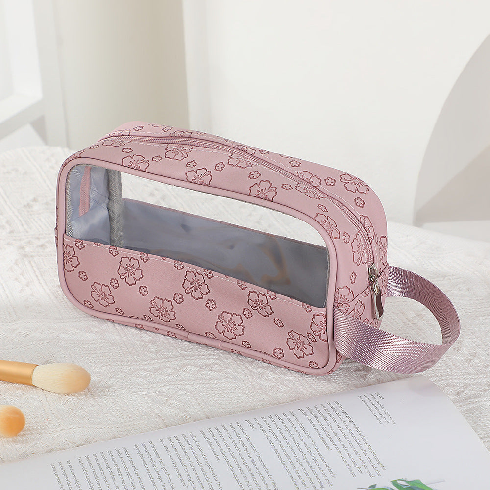 Women's Large Capacity Retro Embossing Storage Portable Outing Makeup Bag