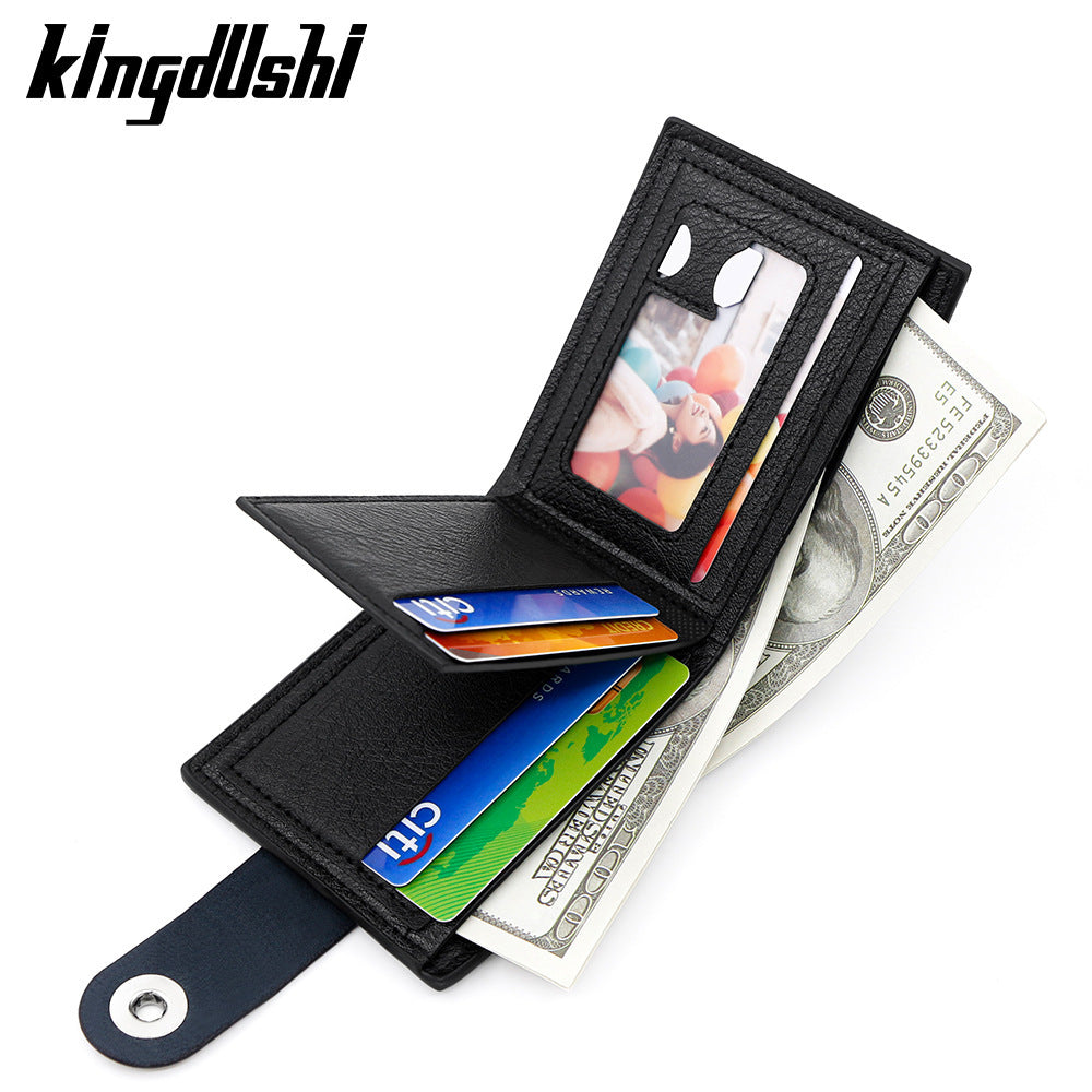 Men's Snap With Zipper Multiple Slots Large Men's Wallet