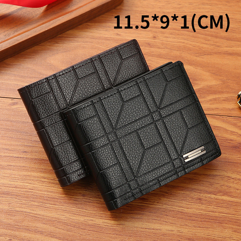 Men's Fashion Plaid Horizontal Soft Leather Large Men's Wallets