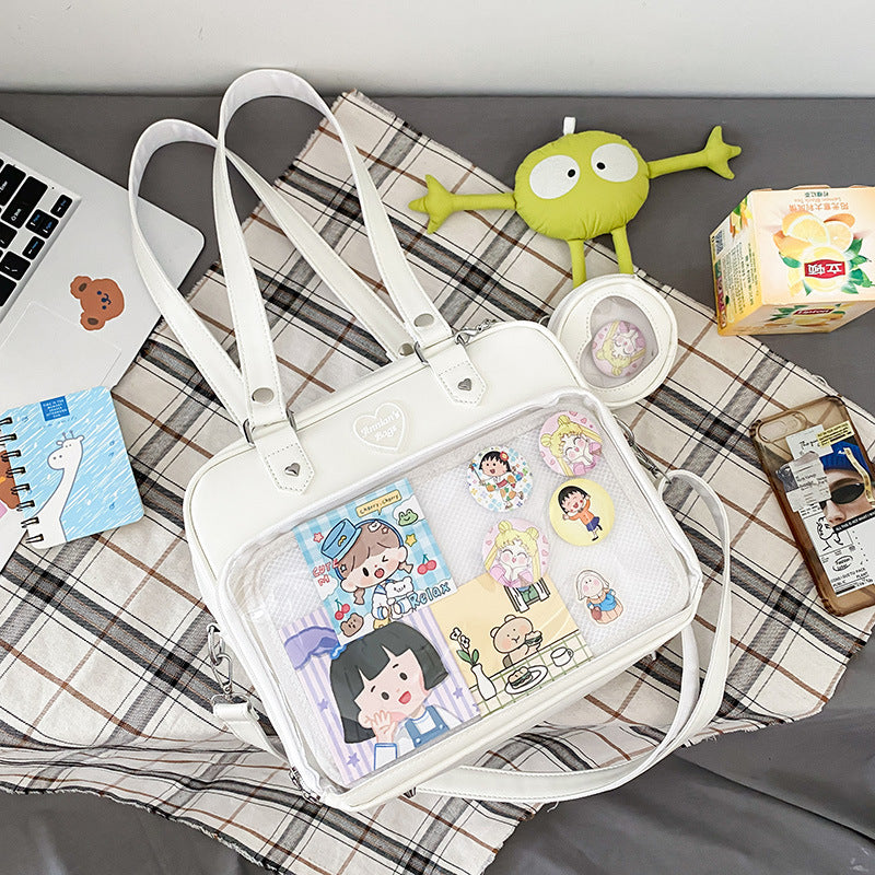 Lovely Female Soft Cartoon Transparent College Crossbody Bags