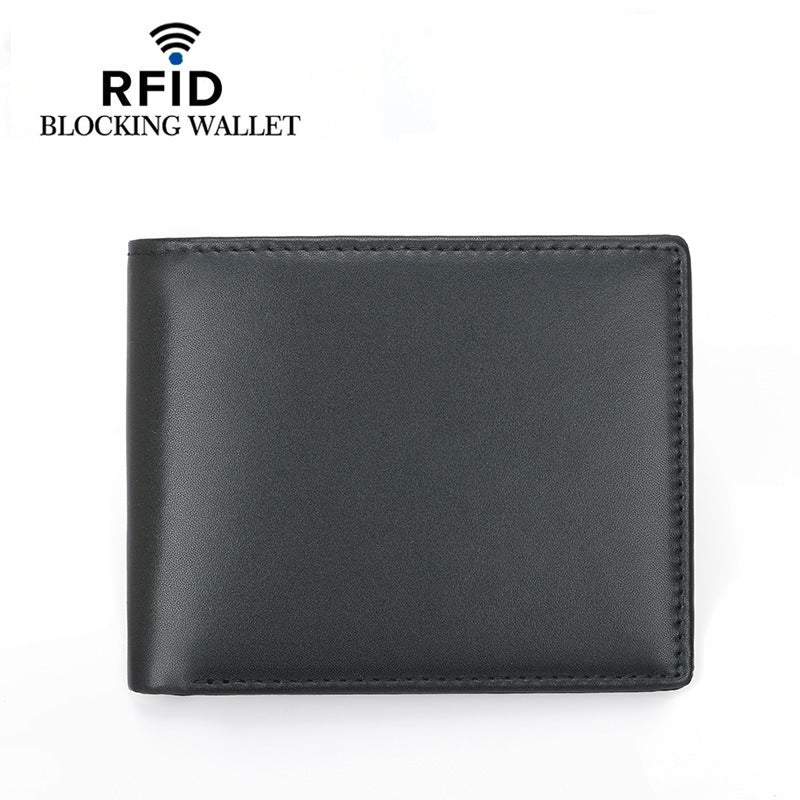 Men's Short Multiple Slots Swiping Genuine Leather Men's Wallet