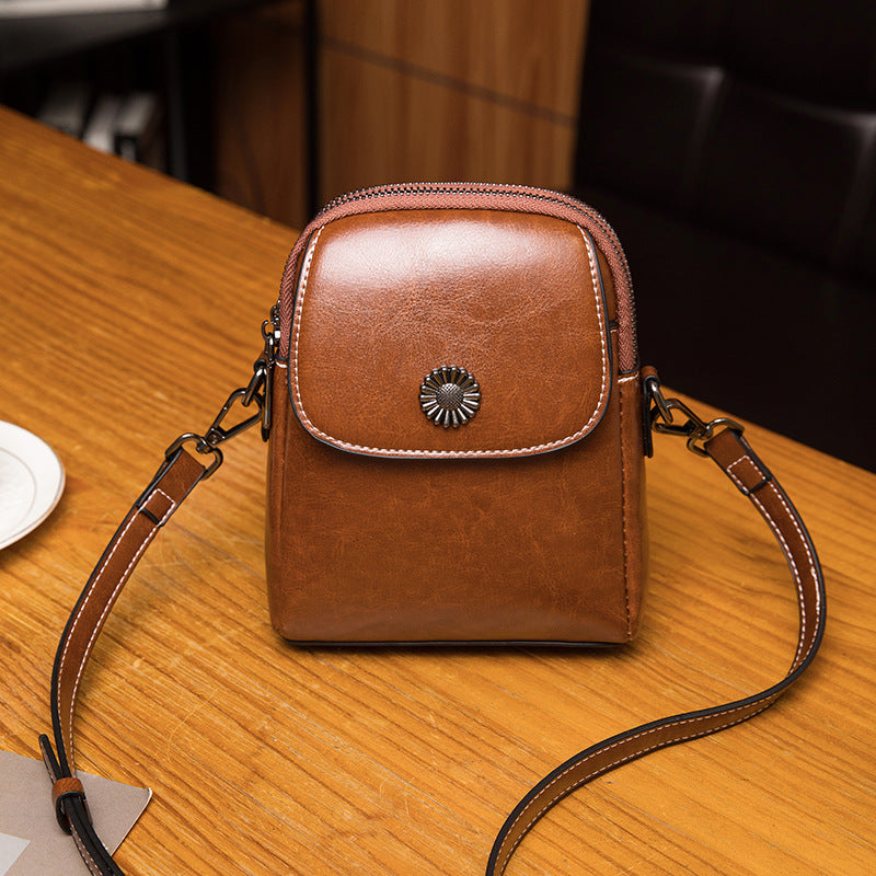 Oil Wax Leather Versatile Large Capacity Women's Messenger Bag