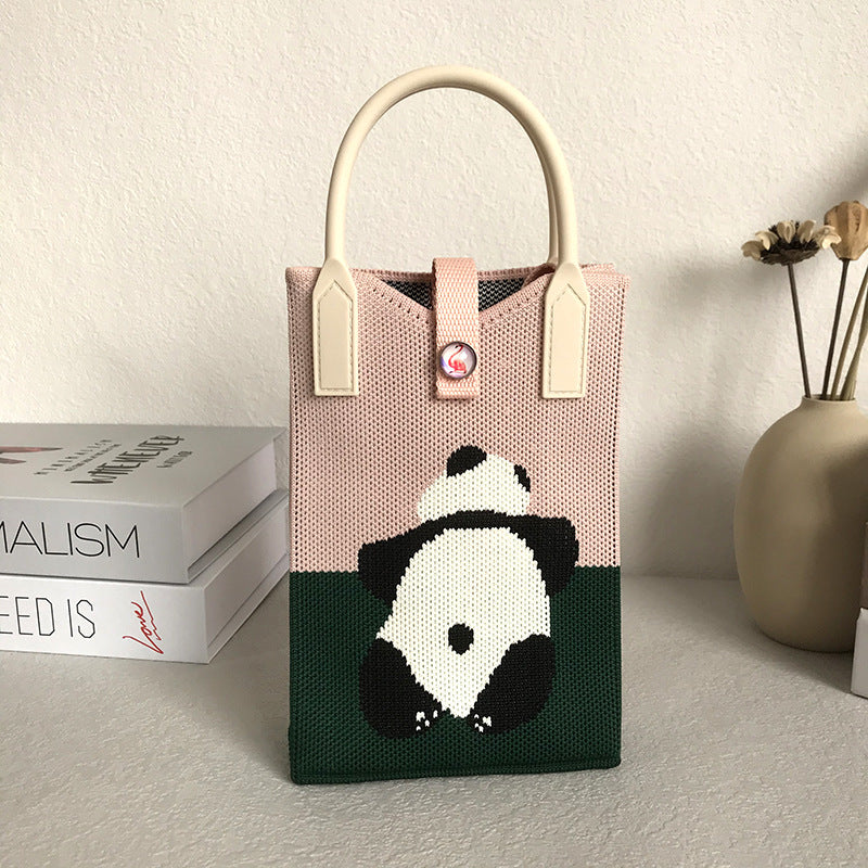 Panda Mobile Knit Personal Leisure Texture Handbags