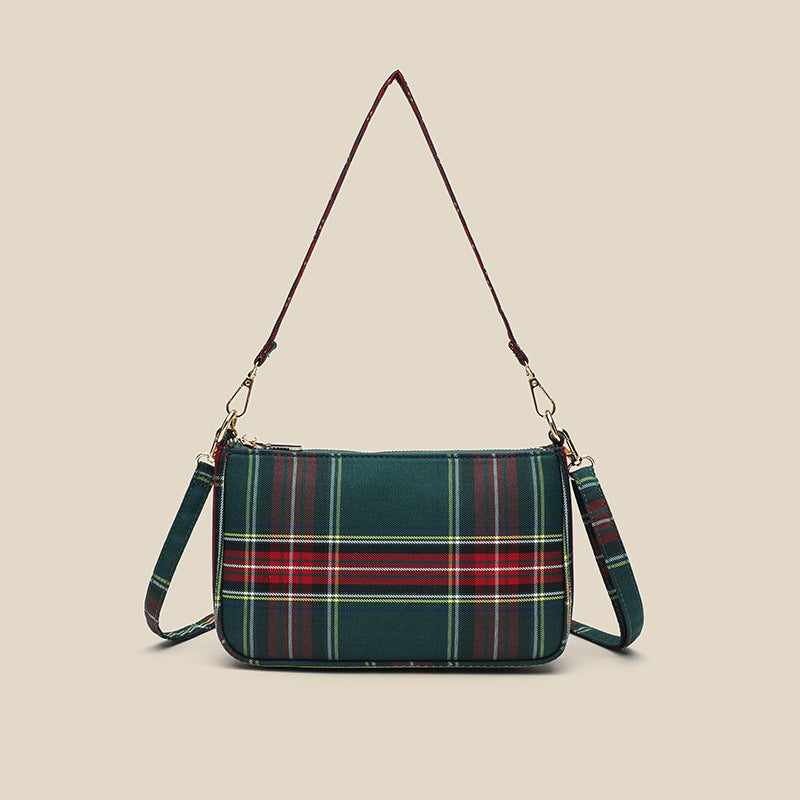 Women's Handmade Retro Red Plaid French Stick Handbags