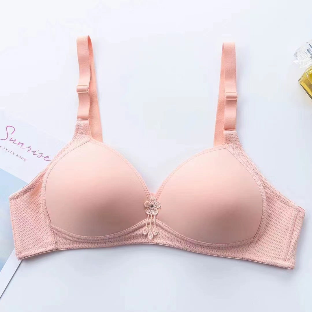 Cotton Boneless Soft Unchanged Thin Cup Glossy Everyday Bras