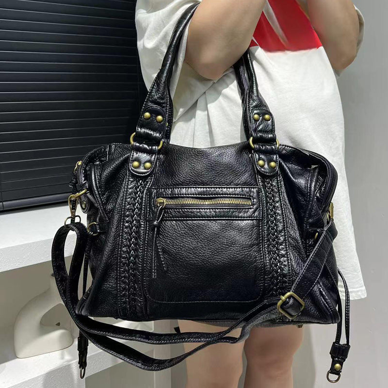 Fashion Retro Portable Washed Soft Motorcycle Large Bags
