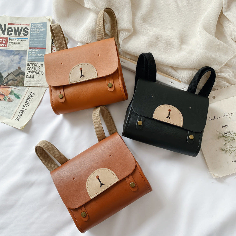 Solid Color Cute Bear Texture Shoulders Women's Shoulder Bag