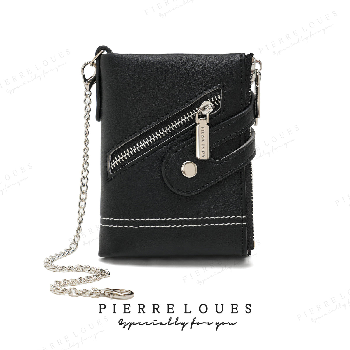 Women's High-grade Multiple Slots Chain Short Double Zipper Purses