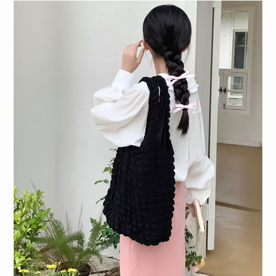 Women's Waffle Large Capacity Bubble High Sense Women's Shoulder Bag