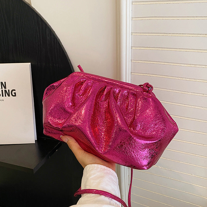Women's Textured Shell High-grade Simple Hair Glossy Women's Shoulder Bag
