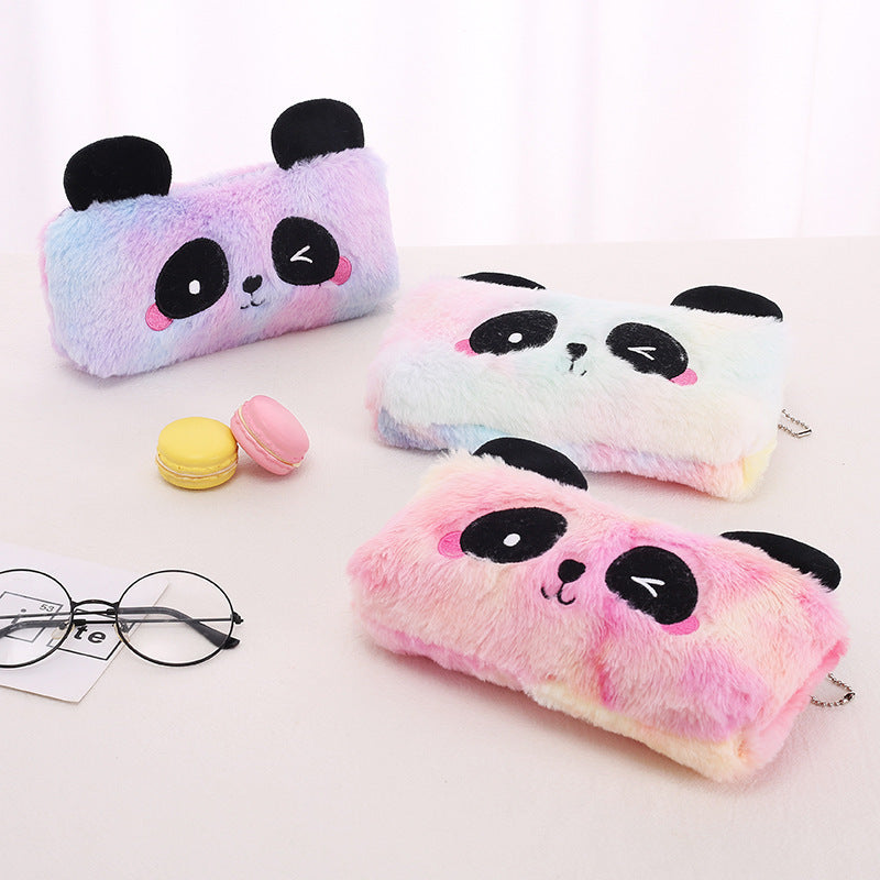 Lesser Panda Gradient Plush Zipper Pencil Creative Bags