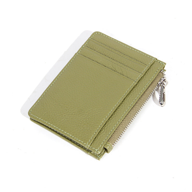 Women's & Men's & Leather Cowhide Solid-color Thin Section Card Holder