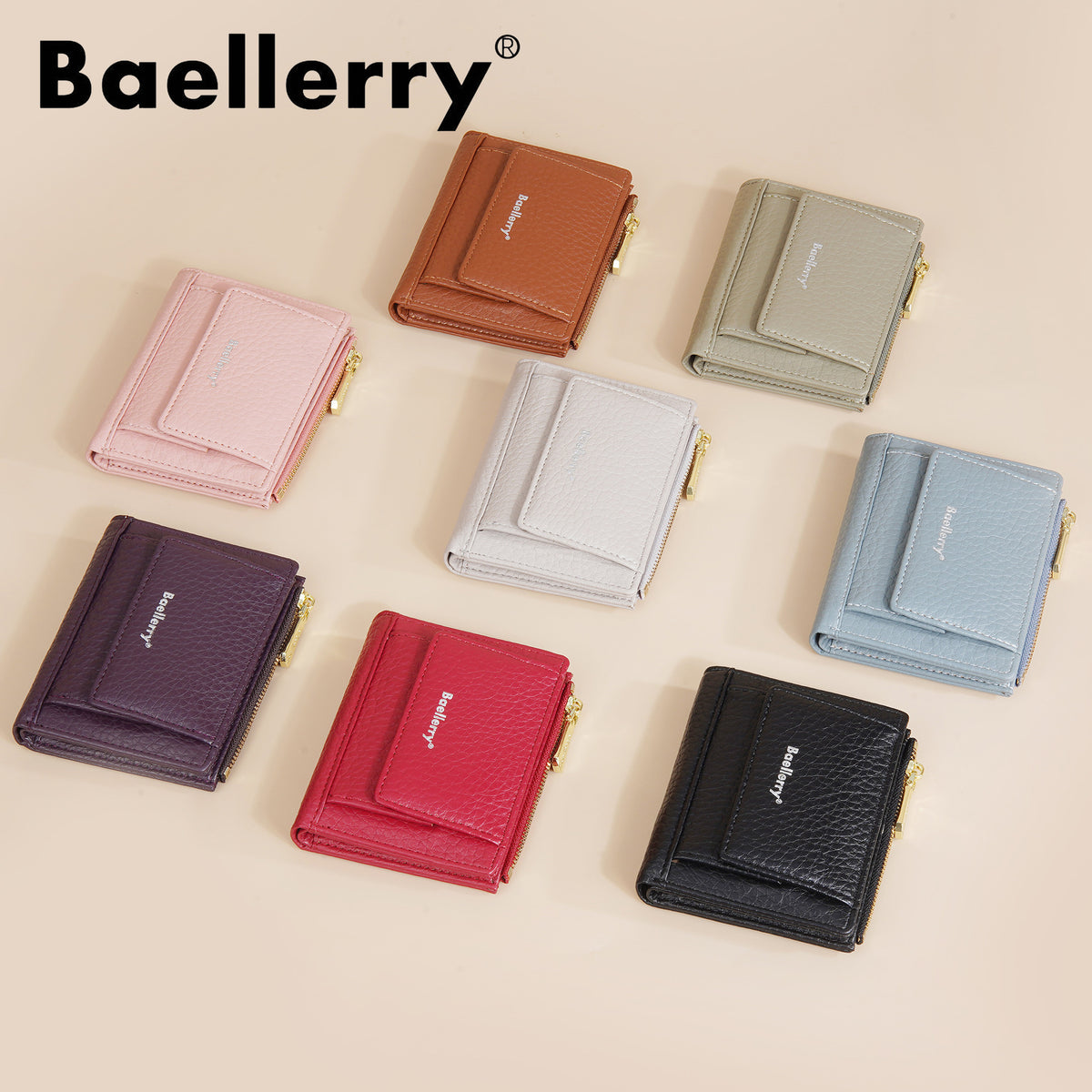 Women's Short Simple Multiple Slots Zipper Mini Ladies Wallet