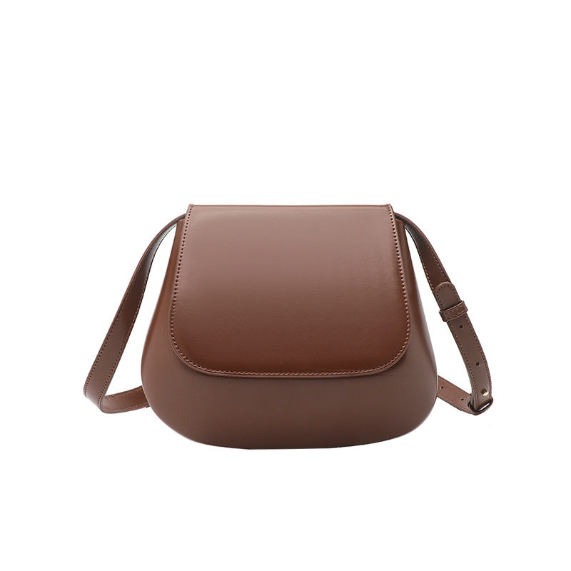 Women's Retro Brown Shell Design Saddle Large Crossbody Bags