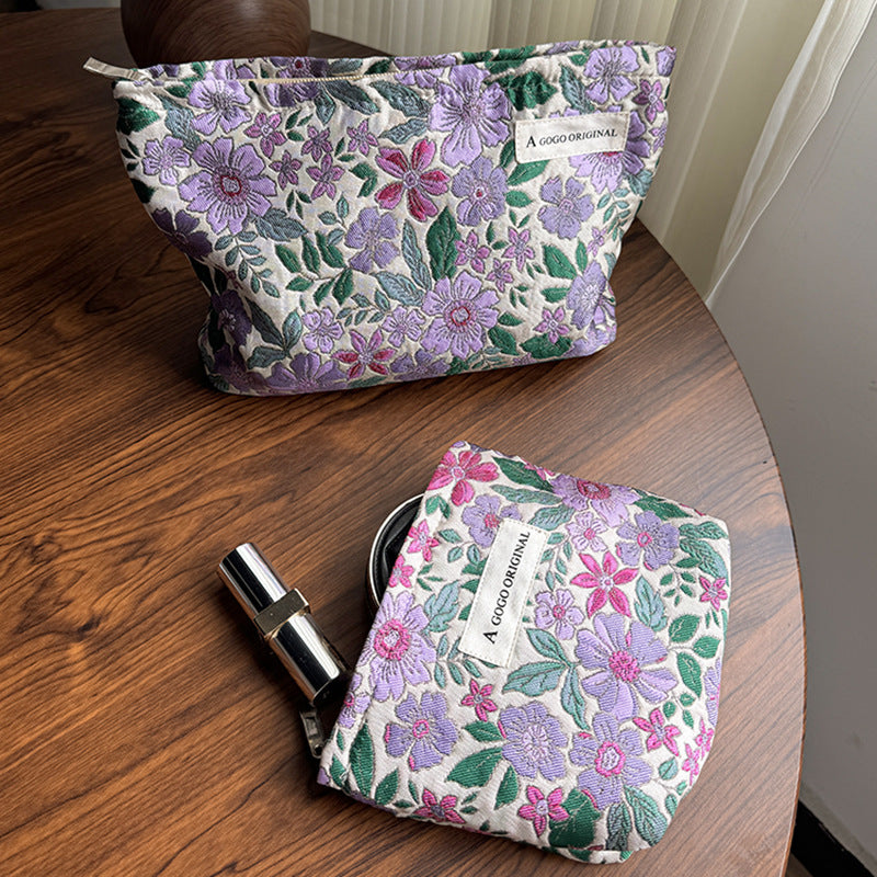 Classy Purple Flower Carrying Fabric Toiletry Bags