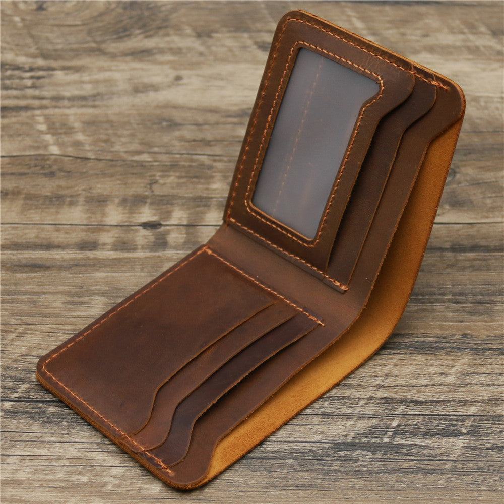 Men's Crazy Horse Leather Genuine Simple Retro Card Holder