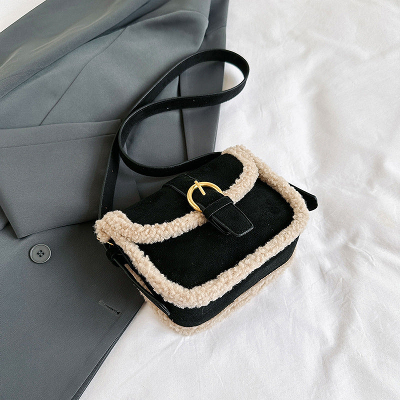Women's Contrast Color Design One Fashion Lamb Shoulder Bags