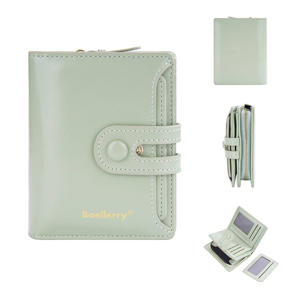 Women's High Sense Integrated Short Oil Wax Ladies Wallet
