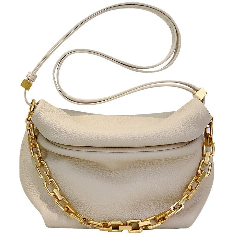 Women's Leather Folds Cloud Fashion Chain Dumpling Women's Shoulder Bag