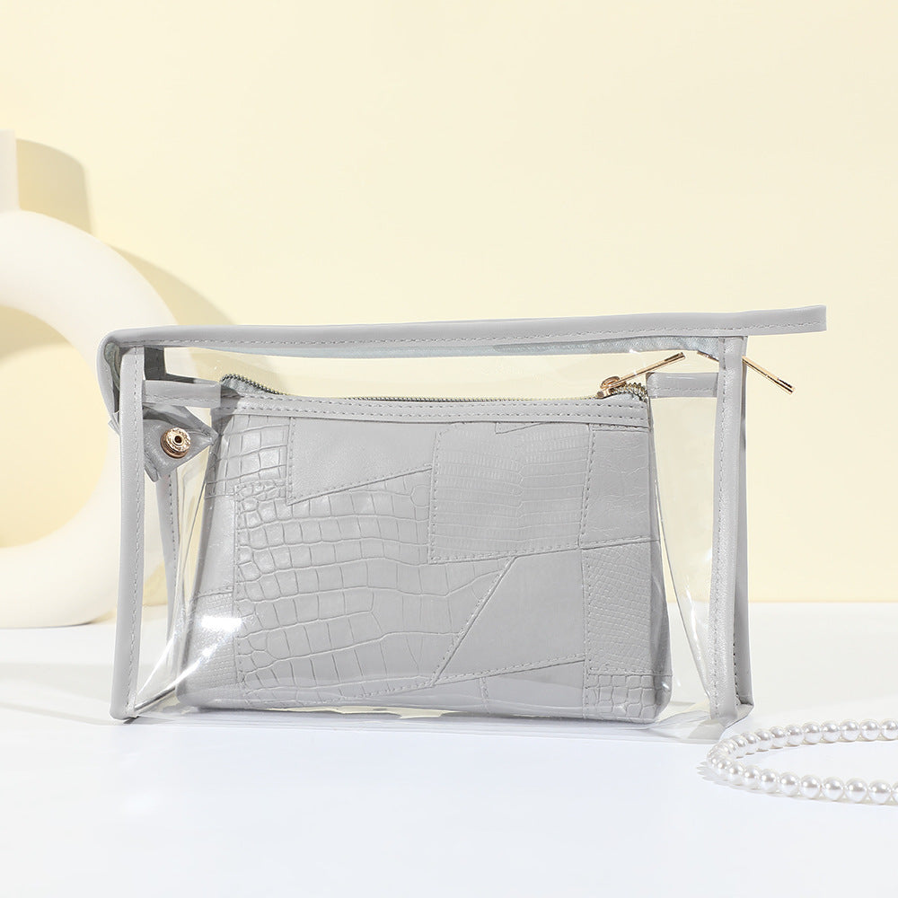 Women's Simple Crocodile Pattern High-grade Large Capacity Storage Waterproof Portable Cosmetic Bags