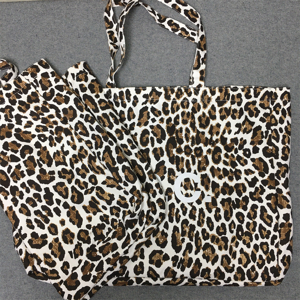 Elegant Trendy Leopard Vertical Canvas Shopping Handbags