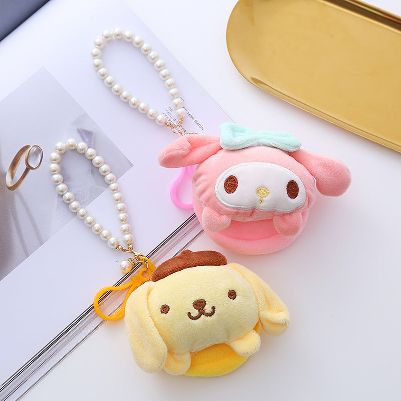 Women's Cute Circle Creative Plush Charm Certificate Coin Purses