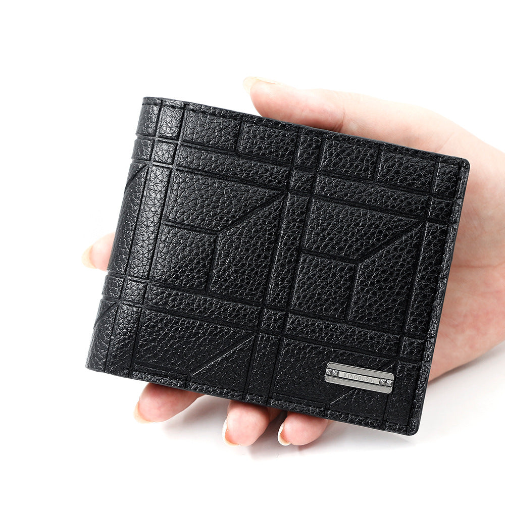 Men's Fashion Green Plaid Horizontal Soft Leather Large Capacity Men's Wallet