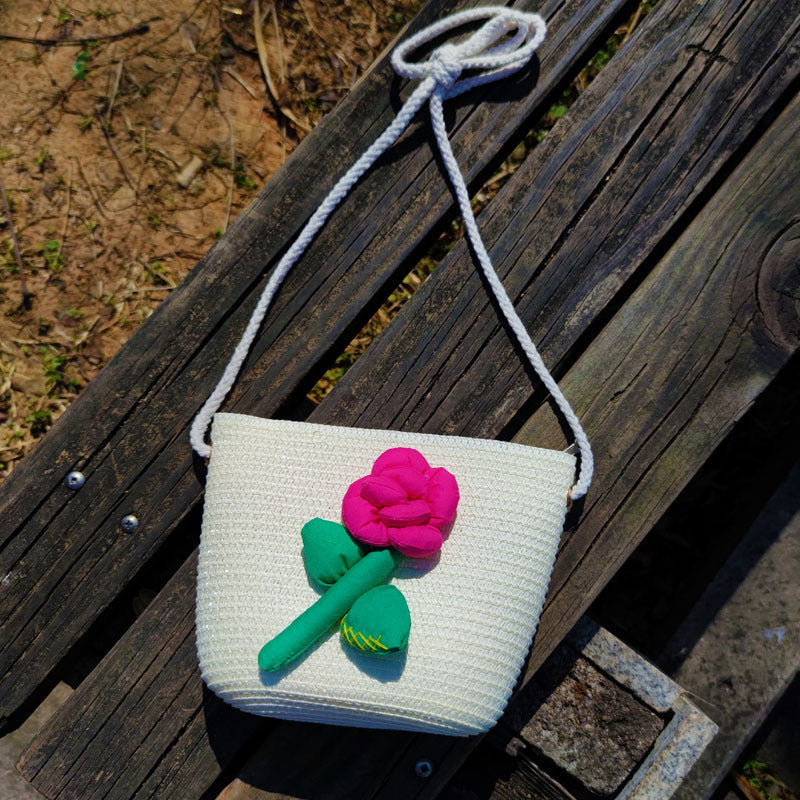 Children's Summer Weaving Straw Cute Mobile Western Phone Bags