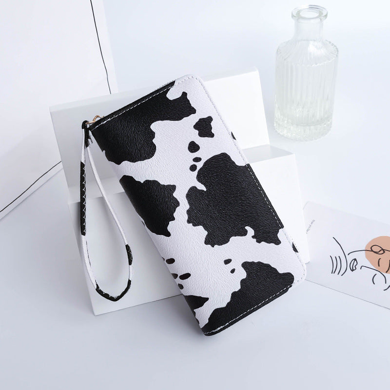 Women's Korean Style Contrast Color Cows Pattern Long Horizontal Ladies Wallet