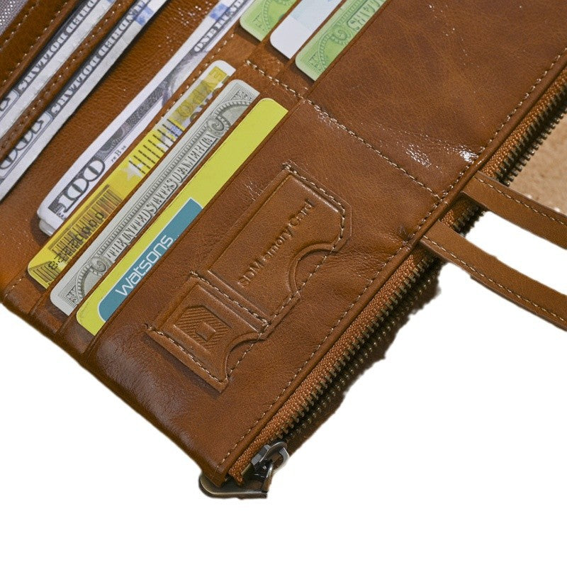Oil Wax Skin Long Cowhide Genuine Ladies Wallet