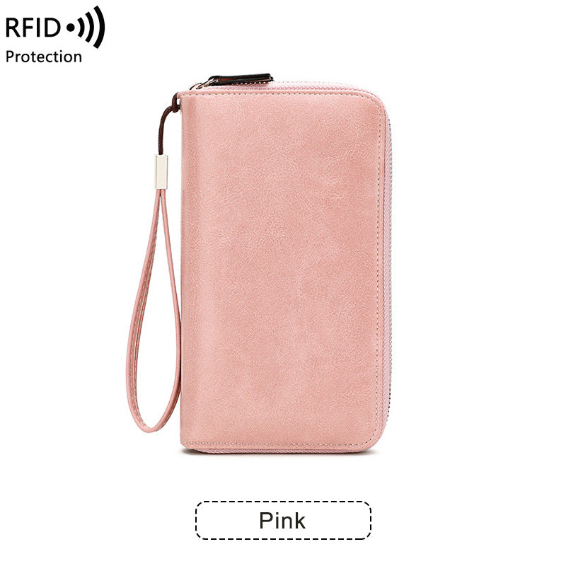 Double Layer Zipper Large Capacity Long Portable Card Holder