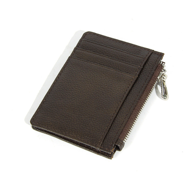 Women's & Men's & Leather Cowhide Solid-color Thin Section Card Holder