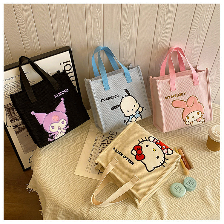 Women's Corduroy Cartoon Wash Portable Hand For Handbags