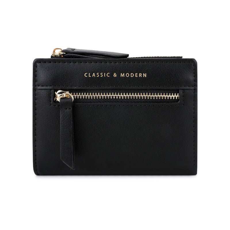 Women's Zipper Folding Short High Sense Design Ladies Wallet
