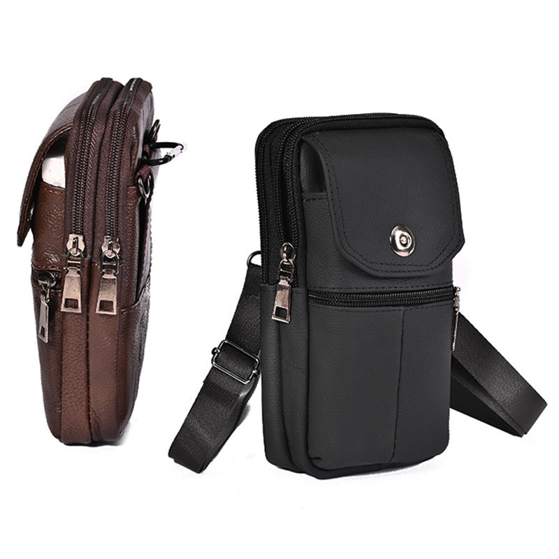 Mobile Man's Work Site Vertical Leather Men's Waist Packs