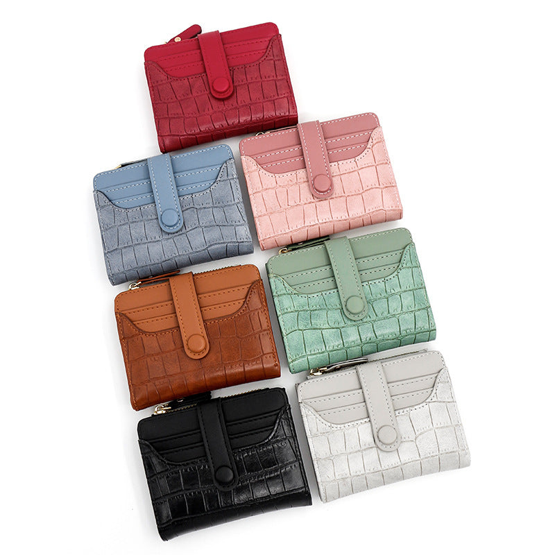 Women's Korean Crocodile Pattern Short Thin Large Ladies Wallet