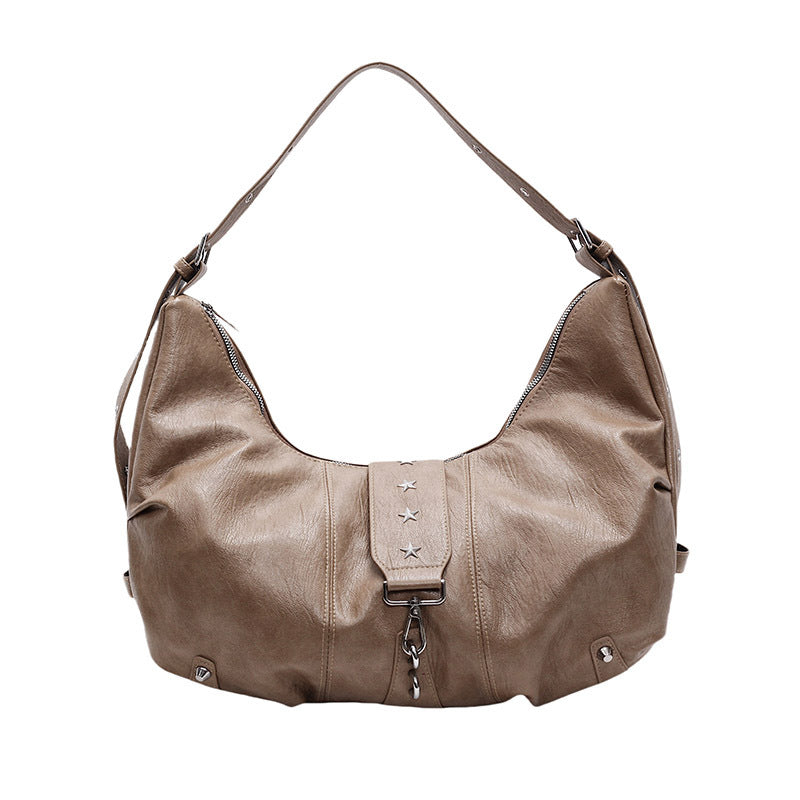 Locomotive Style Versatile Studded Large Capacity Idle Commuting High Women's Messenger Bag